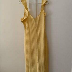 Yellow ribbed midi dress